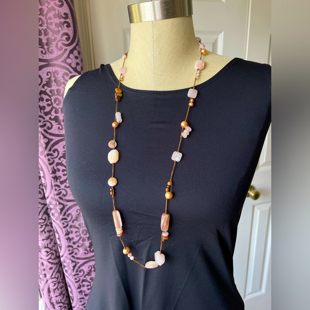 Silpada rose quartz and freshwater pearl necklace